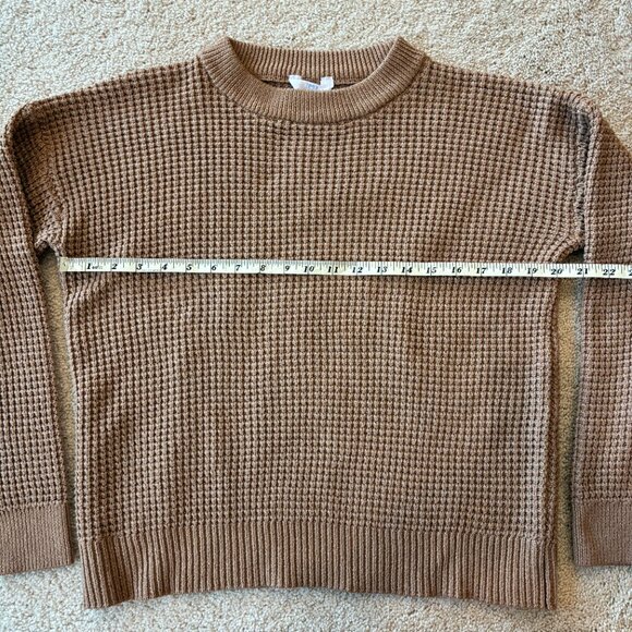Time and Tru Waffle-Knit Crew Neck Long-Sleeve Sweater - Picture 6 of 8